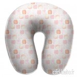 Travel Pillow AH Blush Pink Peach Coral White Orange Dots Spots Geometric Squares Designs Memory Foam U Neck Pillow for Lightweight Support in Airplane Car Train Bus - B07V5Z3D4F